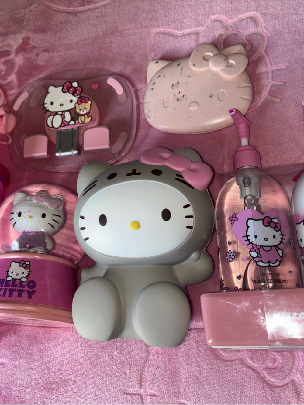 Hello Kitty Pink & Gray Decorative Figurine Set Bundle